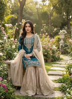 Prazu Fashion Rama Jimmy Silk Embroidery Dori Sequence Palazzo Suit - Distacart