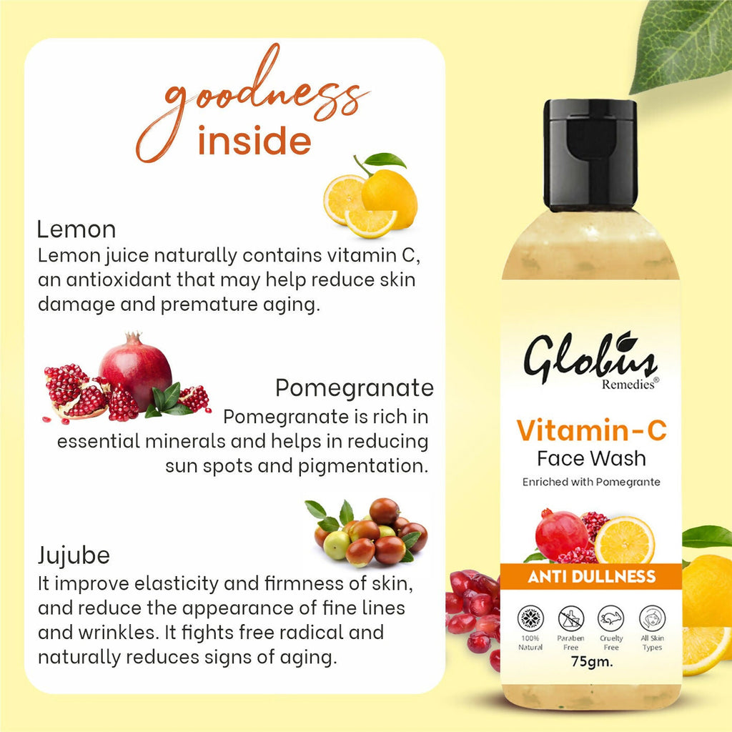 Globus Remedies Anti Ageing Globus Naturals Anti-Ageing Skin Brightening Vitamin C Face Wash - Distacart