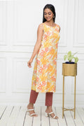 Myshka Multi Floral Women Cotton Straight Round Neck Kurtas - Distacart