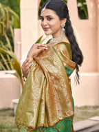 Shree Shyam Fashion Rama Green Pochampally Silk Saree - Distacart