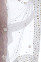 Mominos Fashion White Orgenza Nug Embroidery Dupatta