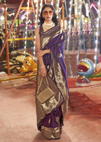 Beautiful Wine Handloom Weaving Silk Saree - Emponline