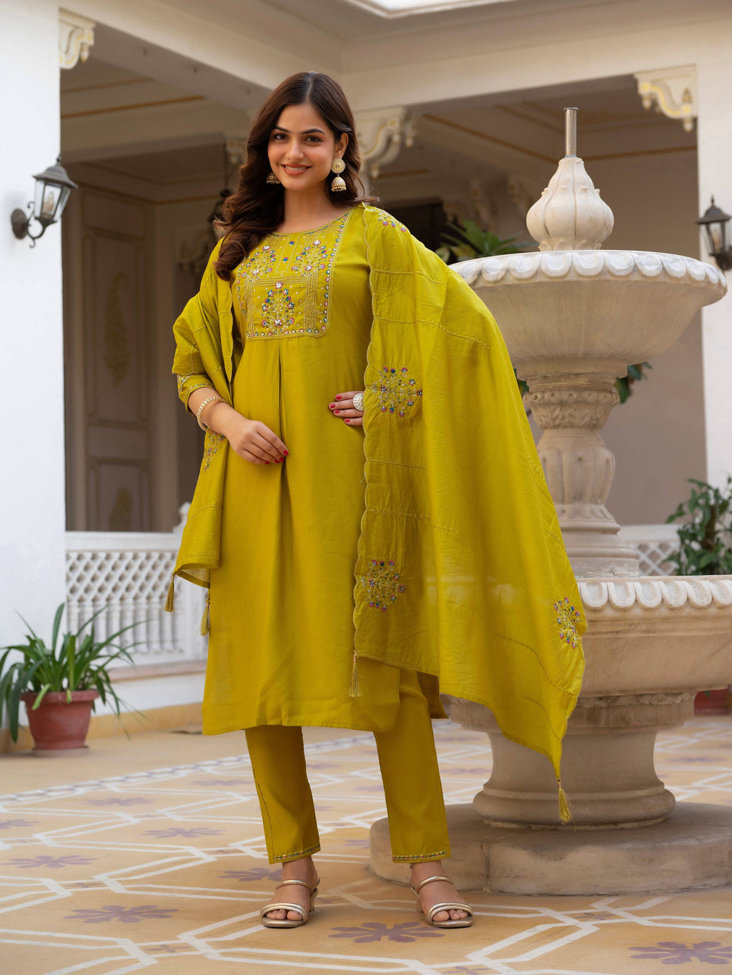 Pramukh Fab Mustard Color Viscose Mango Silk Kurta Set - Distacart