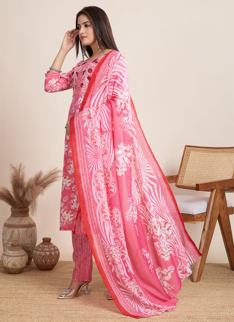Prazu Fashion Light Pink Printed Cotton Blend Festival Wear Salwar Suit - Distacart