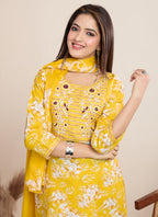 Prazu Fashion Yellow Printed Cotton Blend Festival Wear Salwar Suit - Distacart