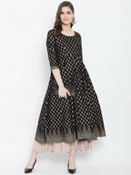 Cheera Embellished Daily Wear Cotton Blend Kurta - Black