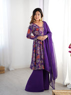 Evanik Purple Pure Romance Silk With Print Kediya With Palazzo Suit