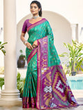 Shree Shyam Fashion Pochampalli Silk Rama Green Saree - Distacart