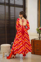 Aayaa Designer Printed Tebby Silk Suit - Multi Color