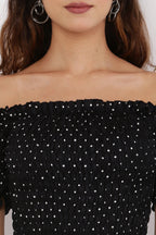 PAVONINE Black Color Micro Dot Net Kansai Dress For Women - Distacart