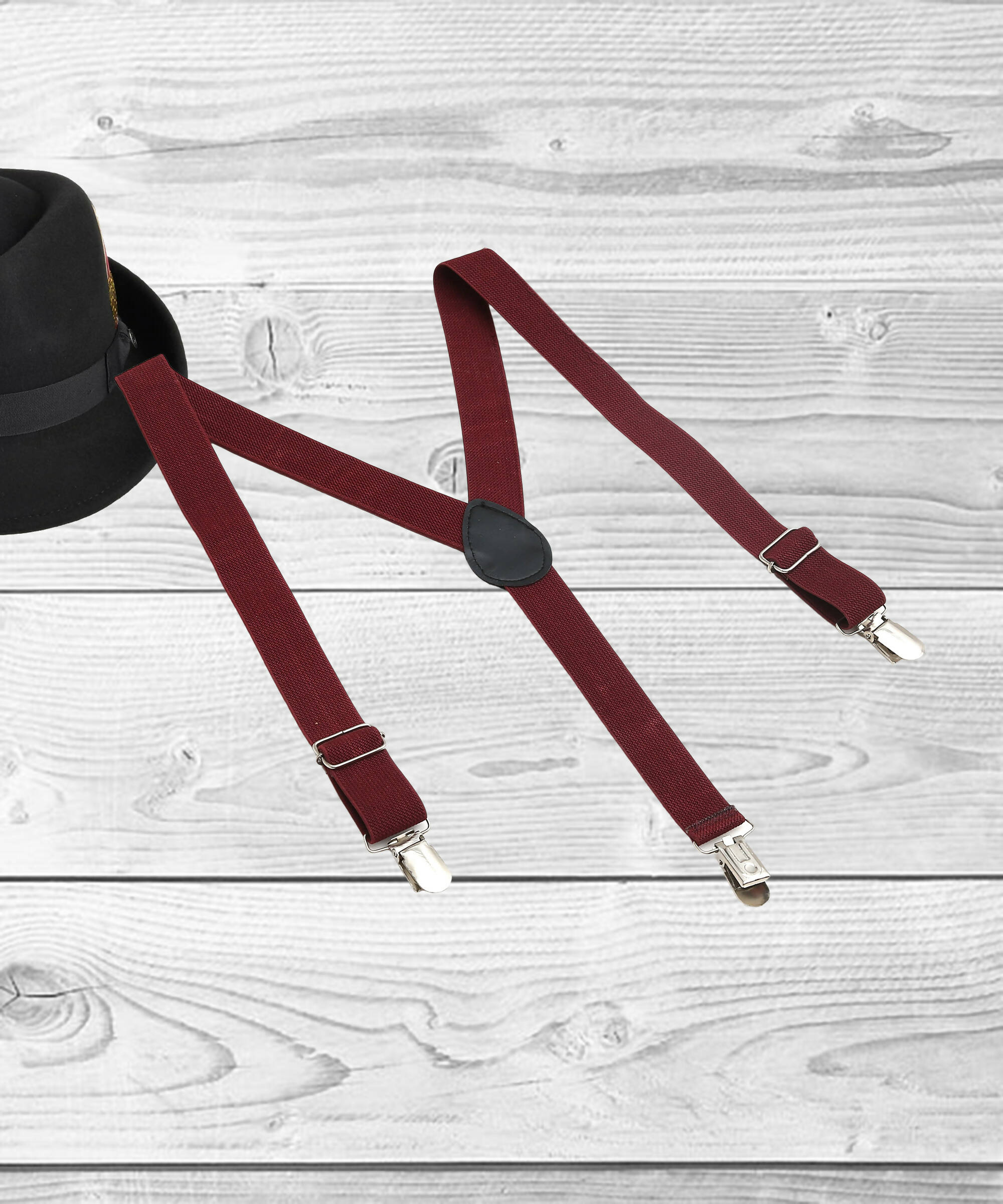 Manet Boys Solid Suspenders - Maroon