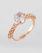 VOJ white CZ-detail Stainless Steel Cubic Zirconia Gold-Polished adjustable finger Ring