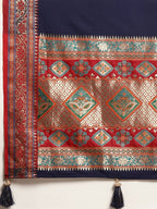 Shree Shyam Fashion Silk Blend Blue Saree - Distacart