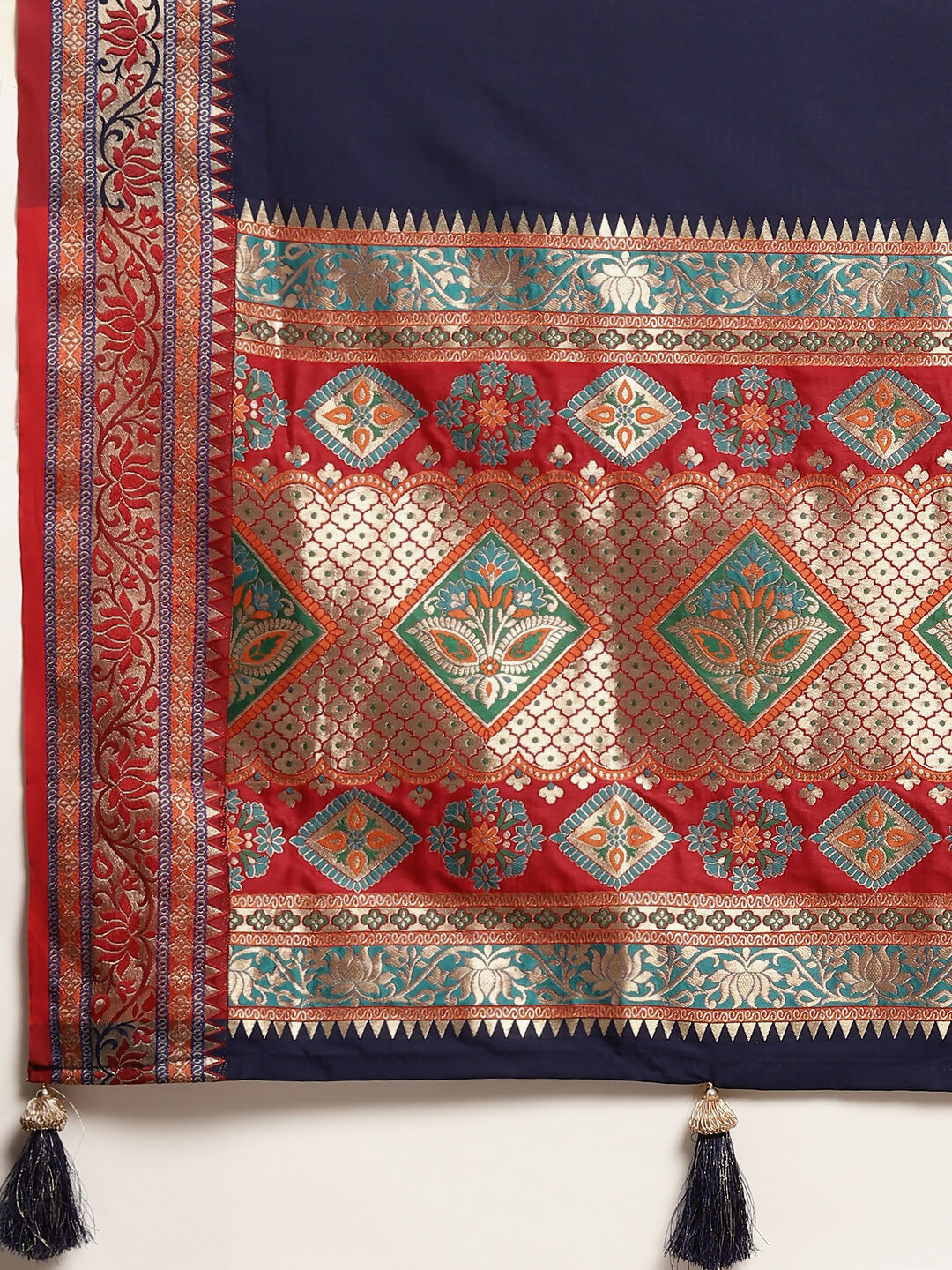 Shree Shyam Fashion Silk Blend Blue Saree - Distacart