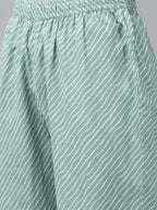 Yufta Women Green Bandhani Print Gotta Patti Pure Cotton Kurta with Palazzo and Dupatta
