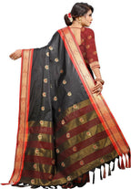 DEIANA'S Beautiful Designer Golden zari Soft Lichi Silk Saree - Black