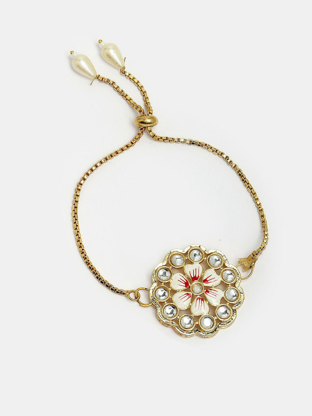 NVR Women & Men Set of 2 Gold Kundan-Studded Bhaiya Bhabhi Rakhi Set With Roli Chawal - Distacart
