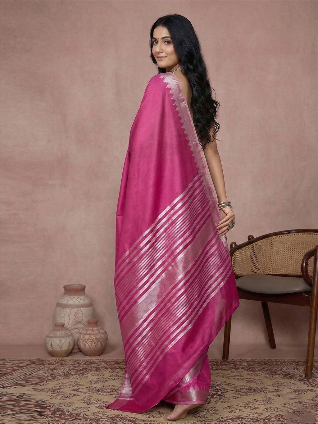 Shree Shyam Fashion Wine Cotton Saree - Distacart