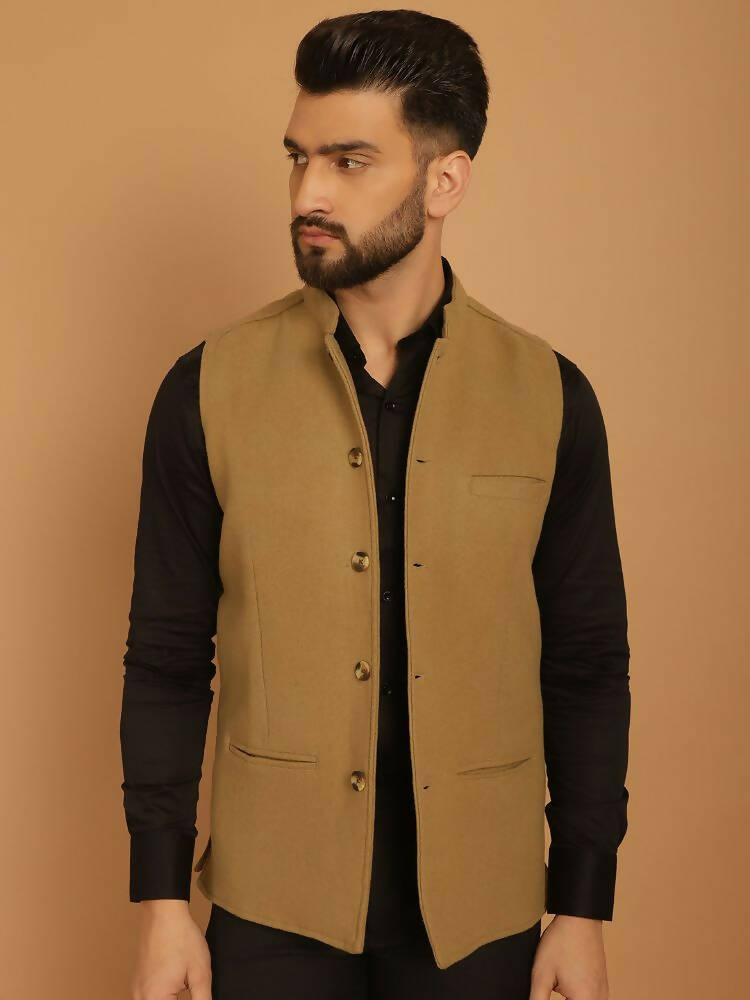 Even Apparels Pure Wool Nehru Jacket - Beige
