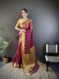 Joban Fashion Magenta Polka-Dot Zari Woven Organza Silk Banarasi Silk Saree - Distacart