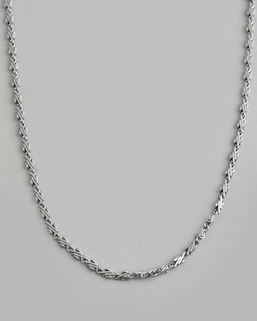 VOJ Silver Plated Designer Chain For Men