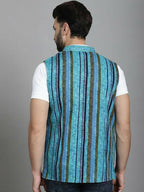 Even Apparels Nehru Jacket With Welt Pockets - Blue