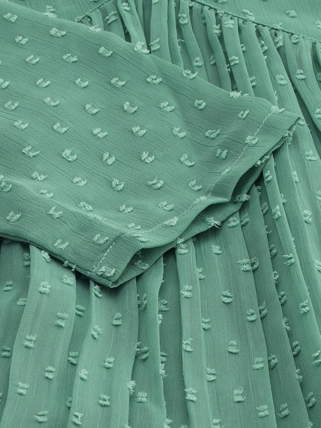 Janasya Green Solid Dobby Weave Kurta - Distacart