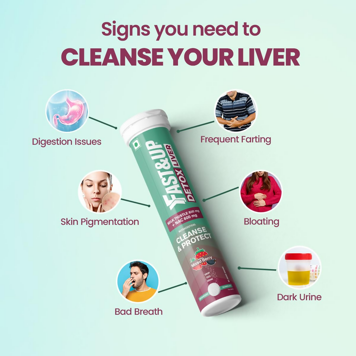 Fast&Up Liver Detox - Daily Liver Cleanser Drink Milk Thistle + NAC Tablets - Distacart