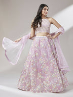 House of Panchhi Coral Net heavy Sequinse embroidery Lehenga choli & Dupatta