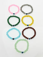 NVR Men & Women Set of 7 Crystals Beaded Evil Eye Elasticated Bracelet - Distacart