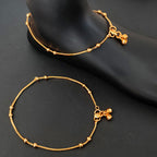 JS Fashion High Gold Simple Beaded Payal for Women & Girls