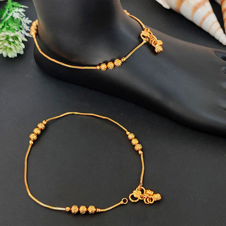JS Fashion High Gold Designer Beads Anklet for Women & Girls
