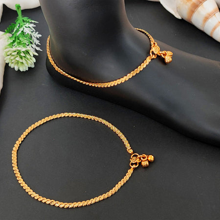 JS Fashion Antique Design High Gold Polish Party Wear Payal for Women & Girls