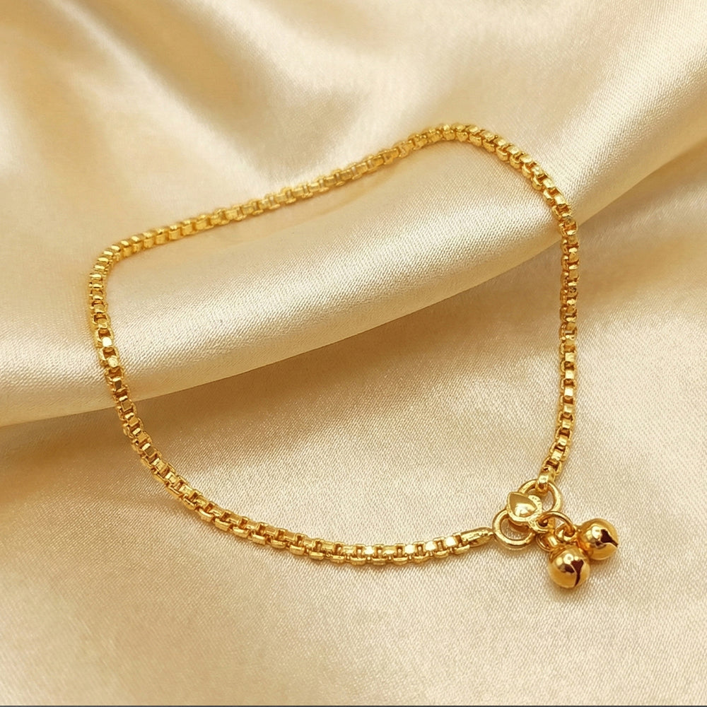 JS Fashion High Gold Heavy Box Chain Traditional Payal for Women & Girls - Distacart