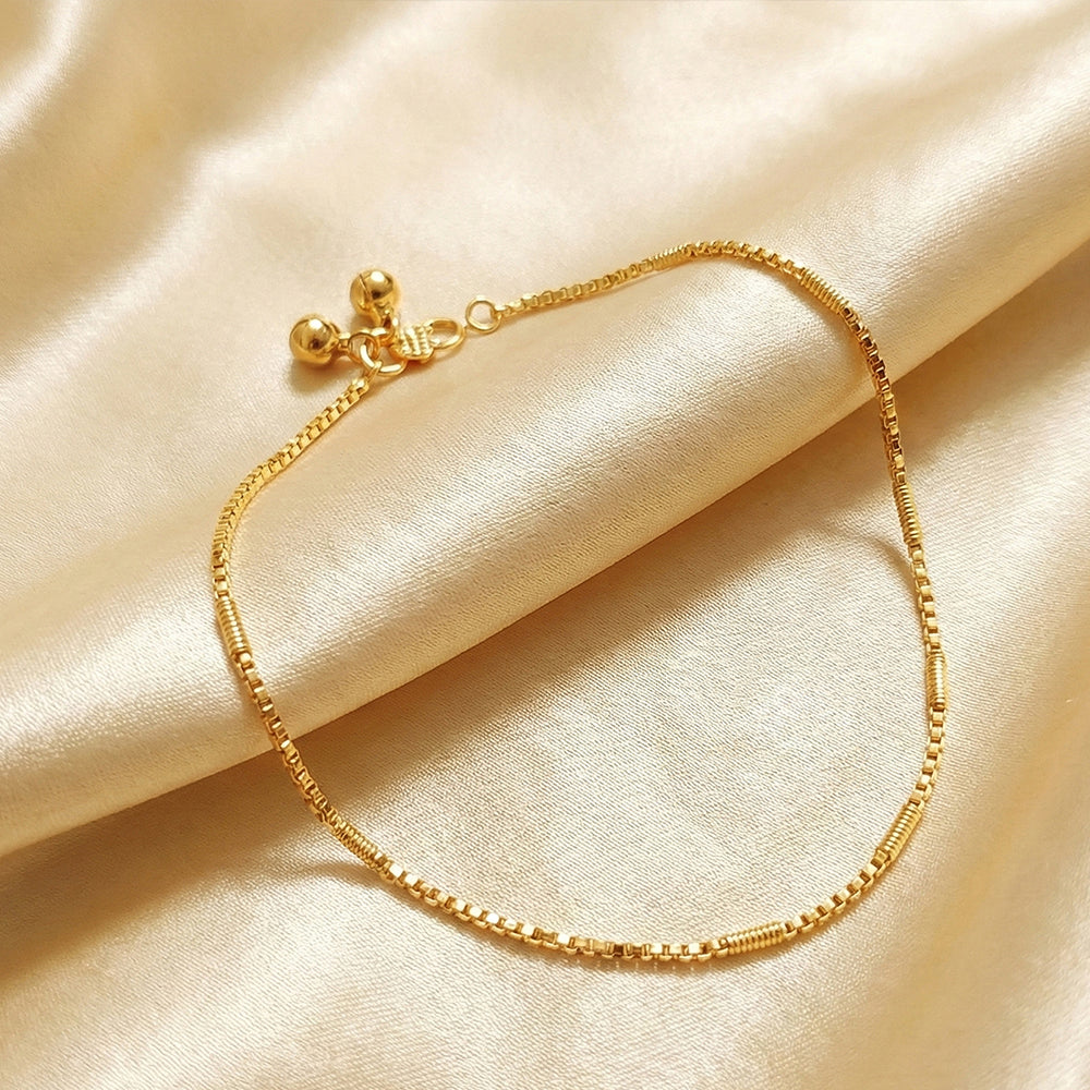 JS Fashion Simple High Gold Anklet with Elegant Detailing for Women & Girls - Distacart