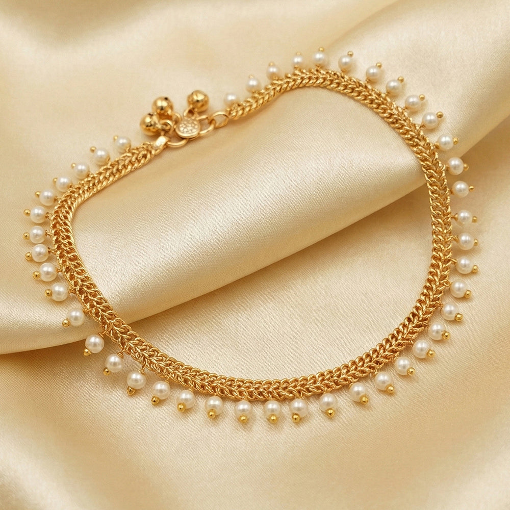 JS Fashion High Gold Pearl Drop Designer Payal for Women & Girls - Distacart