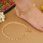 JS Fashion High Gold Fancy Pearl Anklet for Women & Girls - Distacart
