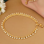 JS Fashion High Gold Fancy Pearl Anklet for Women & Girls - Distacart