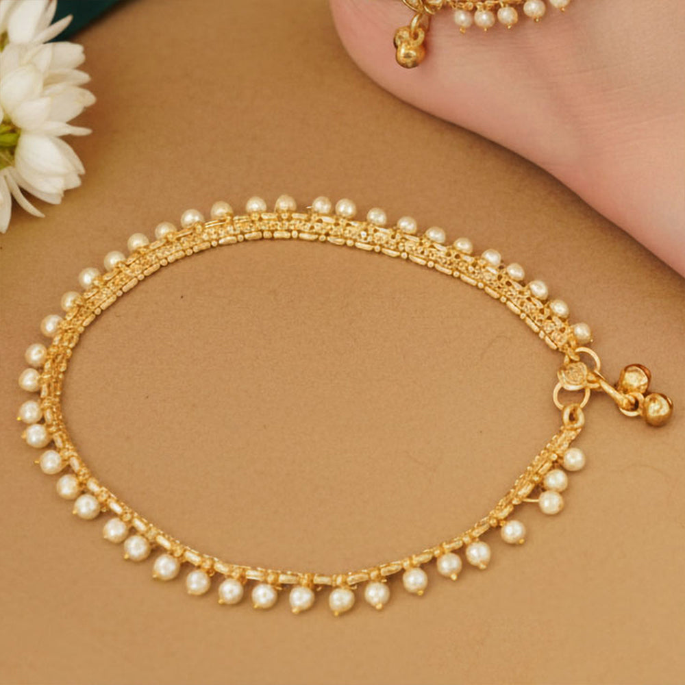 JS Fashion High Gold Fancy Pearl Anklet for Women & Girls - Distacart