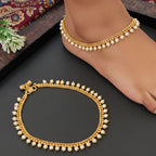 JS Fashion Antique Design High Gold Polish Party Wear Payal for Women & Girls - Distacart