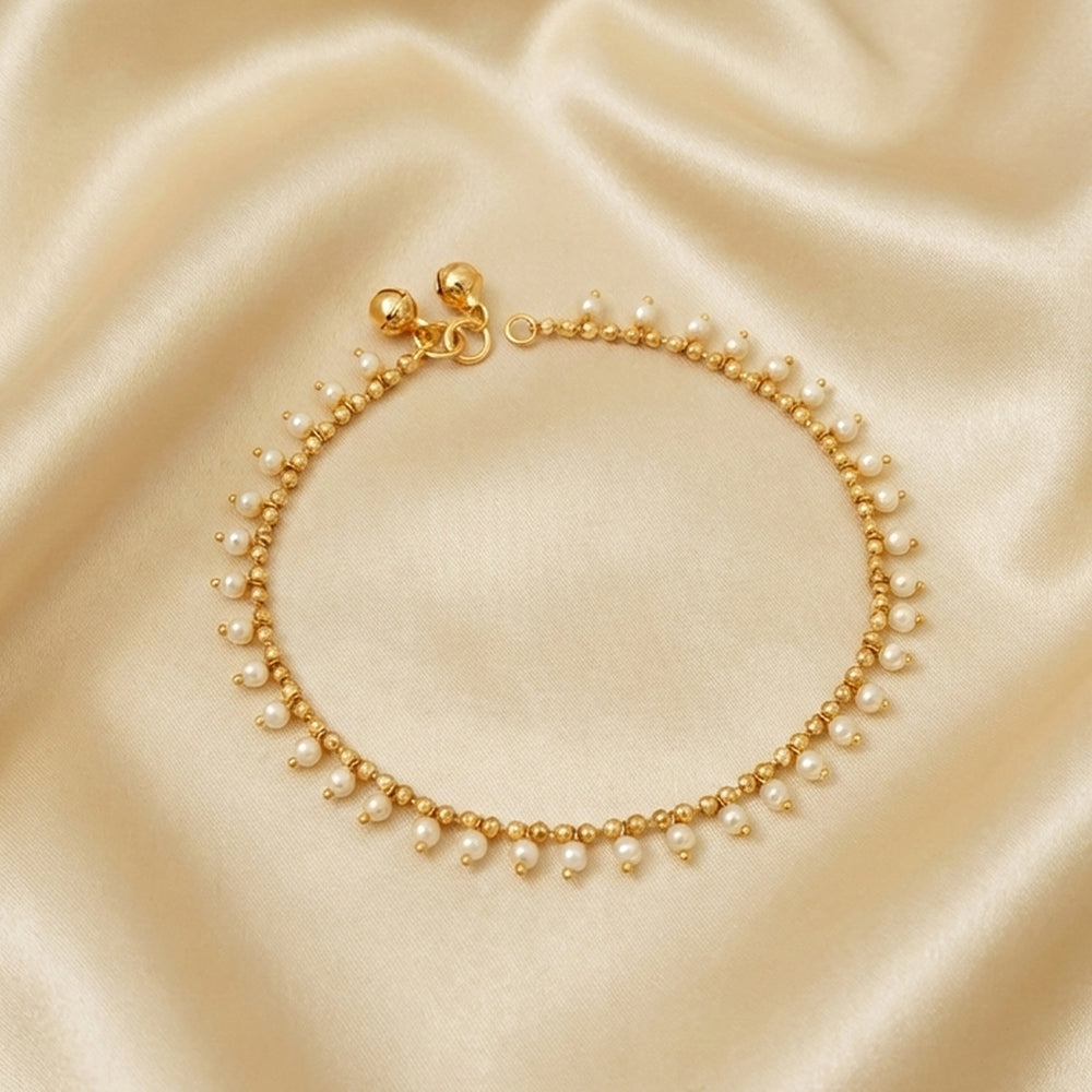 JS Fashion High Gold Fancy Pearl Anklet for Women & Girls - Distacart