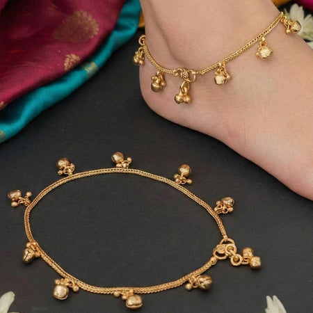 JS Fashion Designer High Gold Polish Party Wear Anklet Set for Women & Girls