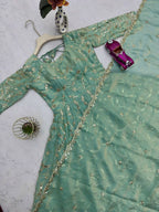 Teeya Creation Teal Color Faux Georgette Long Party Wear Gown - Distacart