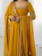 Joban Fashion Mustard Georgette Sequence Embroidery Work Readymade Kurta Set - Distacart