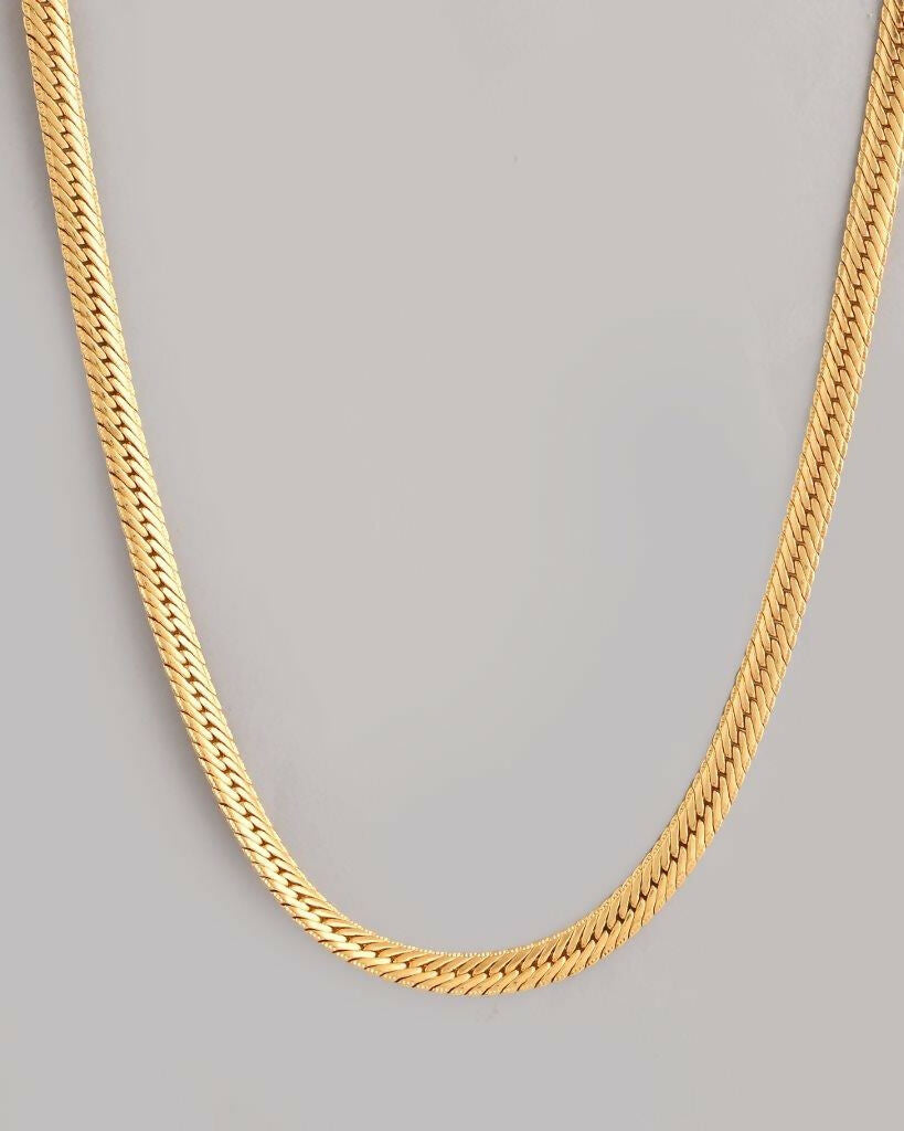 VOJ Gold-Polished Thick Flat Snake Chain