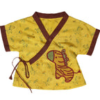Mhyssa V Neck Kimono Style Half Sleeve Printed Yellow T-shirt With Matching Maroon Shorts Set