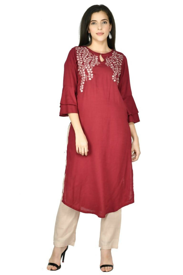 Joban Fashion Wine Cotton Rayon Kurta Set