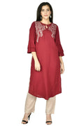 Joban Fashion Wine Cotton Rayon Kurta Set