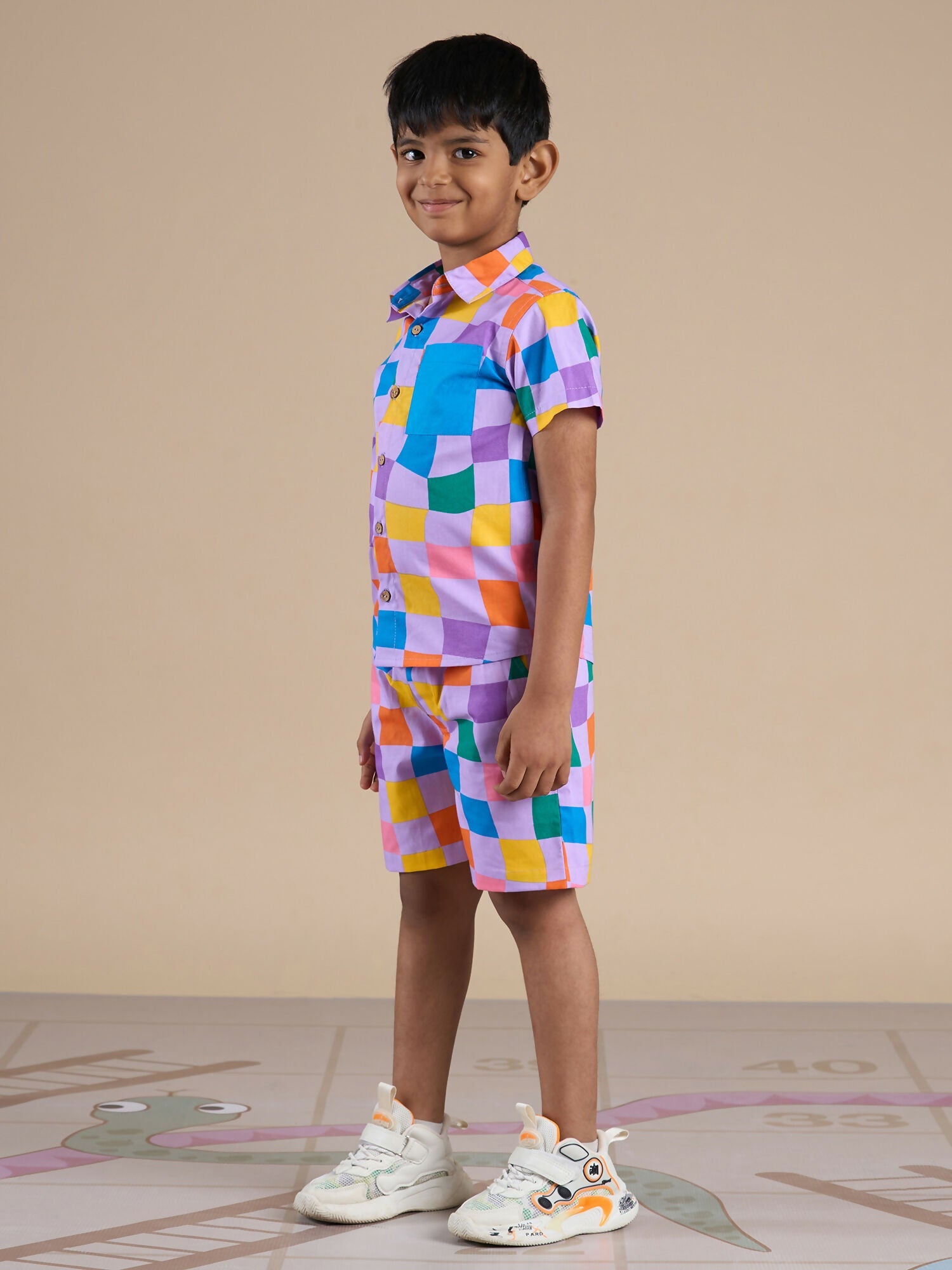 Snakes and Ladders Boys Multi Color Rotary Print Shirt and Boxer Set from Siblings Collection