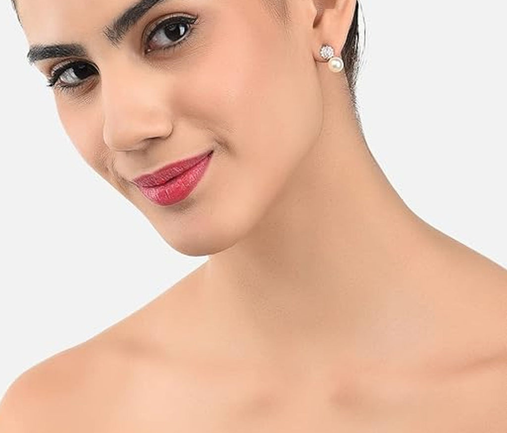 Jewel City Elegant Pearl Stud Earrings Set for Women & Girls | Classic Everyday & Party Wear Jewelry - Distacart